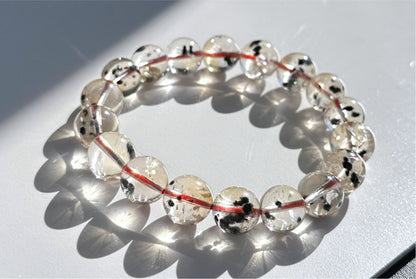 11mm, Certified Rare Find Natural Top Grade Citrine with Hollandite Beads Bracelet, Citrine Hollandite Quartz, 巴西天然黄水晶海胆手串