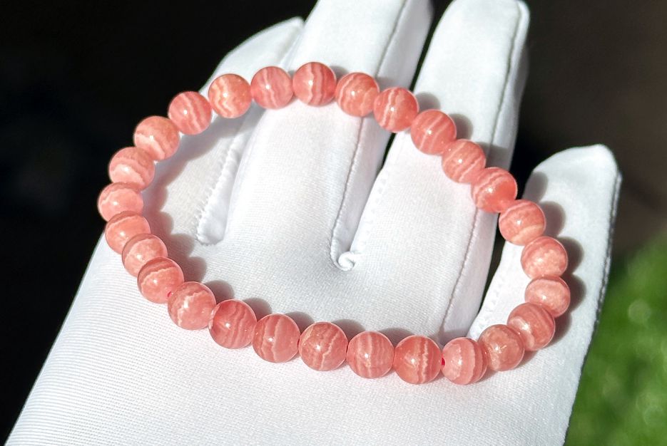 6.7mm+, Certified Natural Argentina Rhodochrosite Bracelet, Argentina Rhodochrosite Beads Bracelet, 天然阿根廷红纹石手串