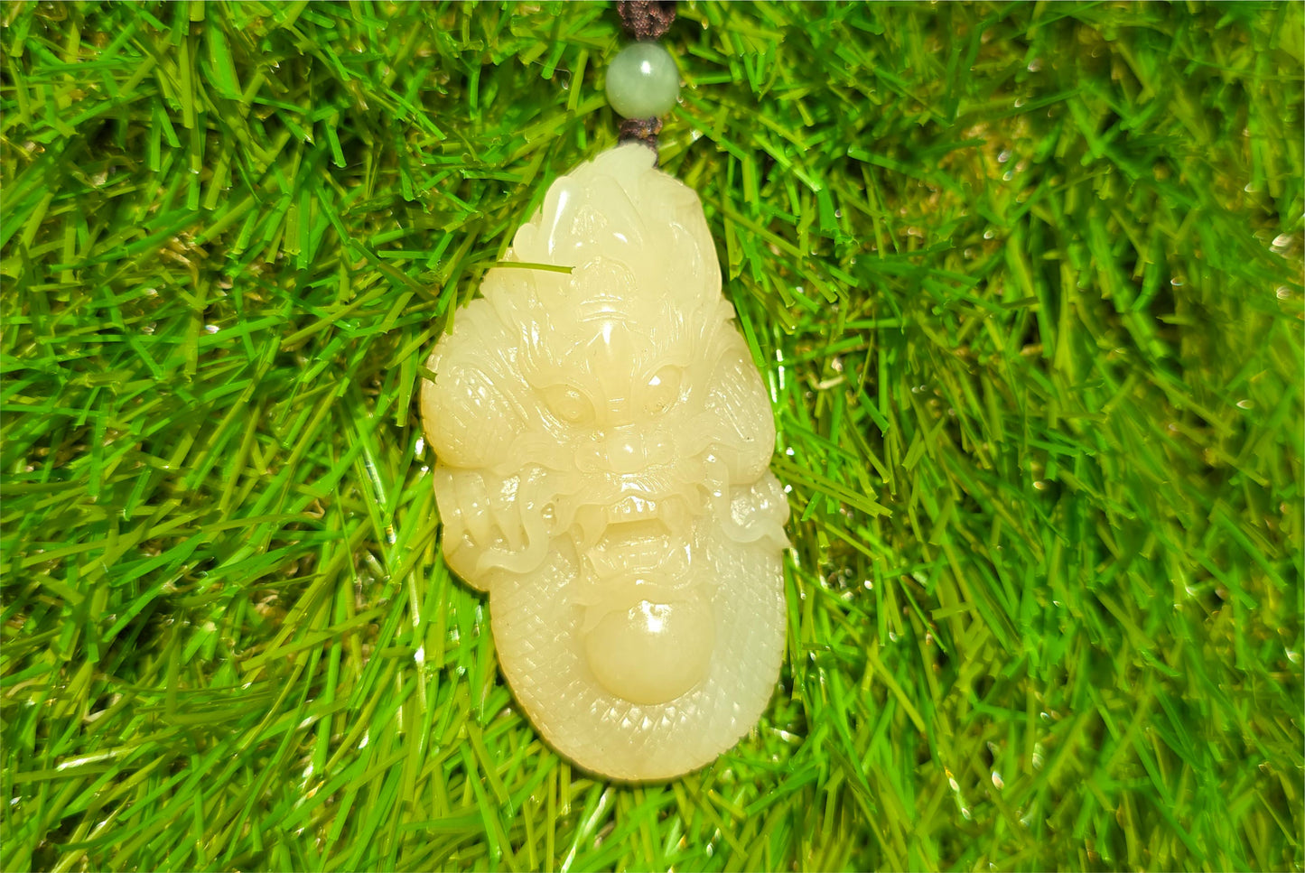 Certified Natural Ruoqiang yellow nephrite jade hand-carved dragon pendant, 天然若羌黄口和田玉手工雕刻龙吊住