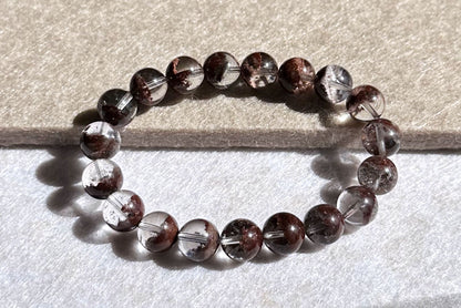 10.5mm,+ Certified High Grade Natural Red Phantom Quartz Bracelet, Treasure Bowl Red Phantom Quartz Bracelet, 天然聚宝盆红幽灵水晶手串