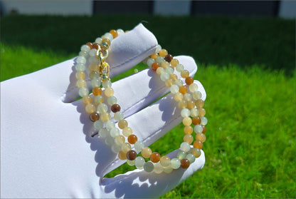 5mm, Certified Top Quality Natural Icy Multi Color Nephrite Jade Beads Necklace, 天然多宝且末和田玉项链