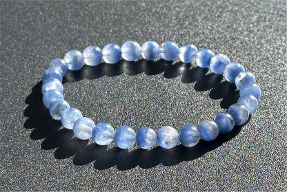 6.5mm+, Certified Rare Find Natural Treasure Bowl inclusion Blue Dumortierite Beads Bracelet, 天然收藏级聚宝盆蓝线石蓝绒晶手串