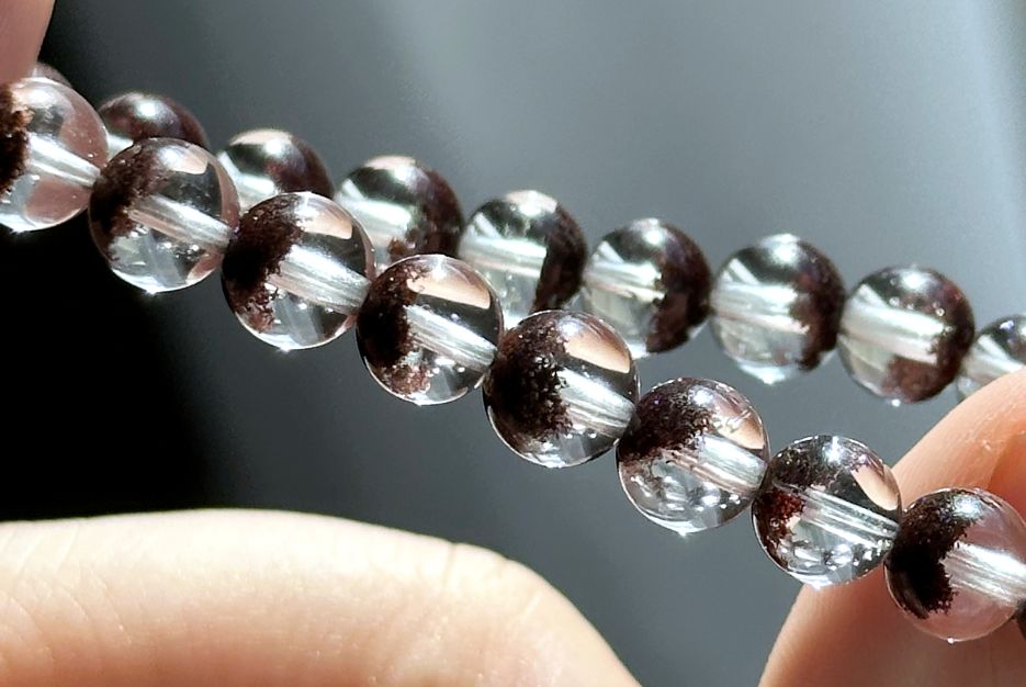 6.5mm,+ Certified High Grade Natural Red Phantom Quartz Bracelet, Treasure Bowl Red Phantom Quartz Bracelet, 天然聚宝盆红幽灵水晶手串