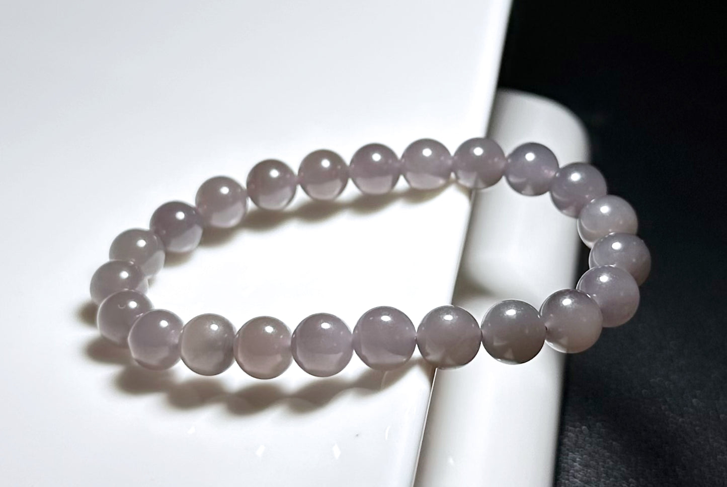 8mm, Certified Natural High Quality Smoky Purple Nephrite Jade Beads Bracelet, 天然烟紫和田玉手串
