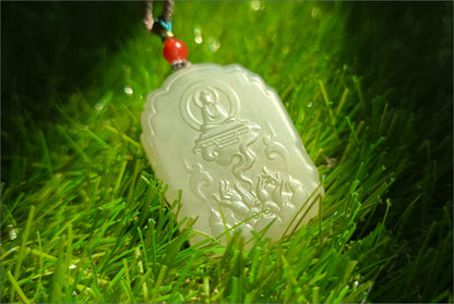 Certified Natural Qingshui Nephrite Jade Carved Guanyin Pendant, 天然晴水和田玉观音吊坠