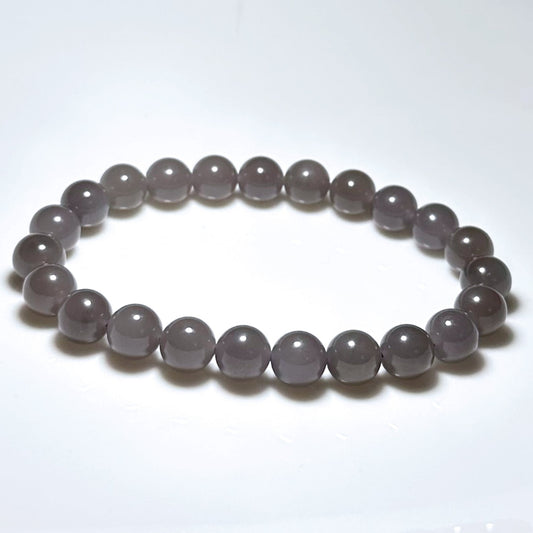8mm, Certified Natural High Quality Smoky Purple Nephrite Jade Beads Bracelet, 天然烟紫和田玉手串