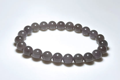 8mm, Certified Natural High Quality Smoky Purple Nephrite Jade Beads Bracelet, 天然烟紫和田玉手串