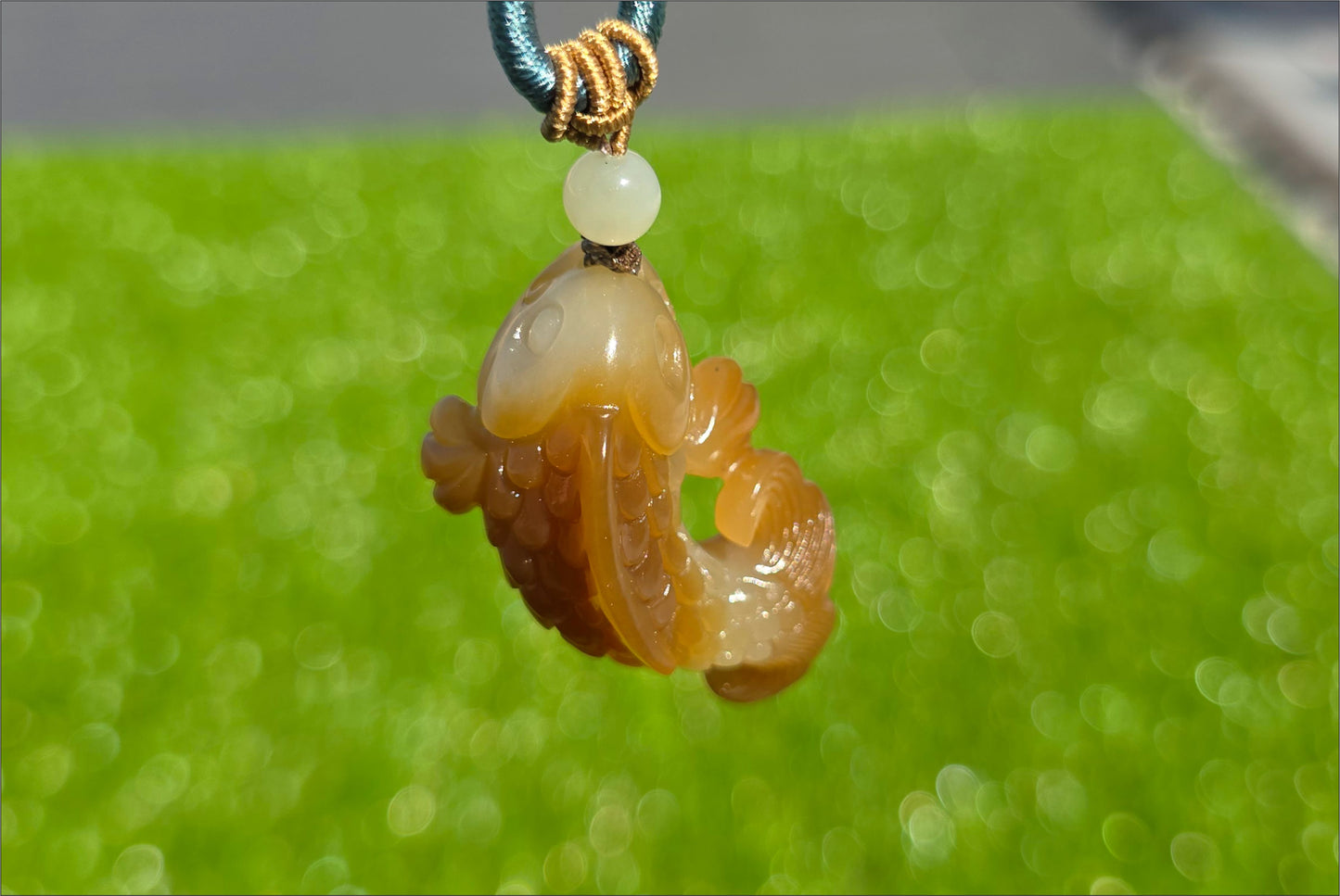 Certified Natural High Quality Sugar Brown and White Nephrite Jade Hand-Carved Koi Fish Pendant, 天然且末糖白和田玉苏工手工雕刻锦鲤吊坠