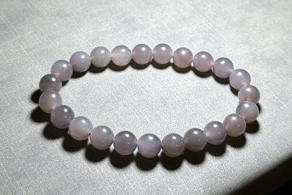 8mm, Certified Natural High Quality Smoky Purple Nephrite Jade Beads Bracelet, 天然烟紫和田玉手串