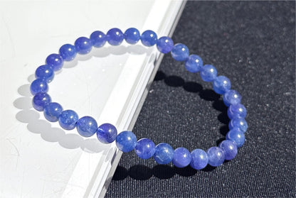6mm+, Certified Natural High Grade Vivid Violet-Blue Tanzanite bracelet, Natural Blue Tanzanite Beads bracelet, 天然收藏级浓艳蓝紫色坦桑石手串