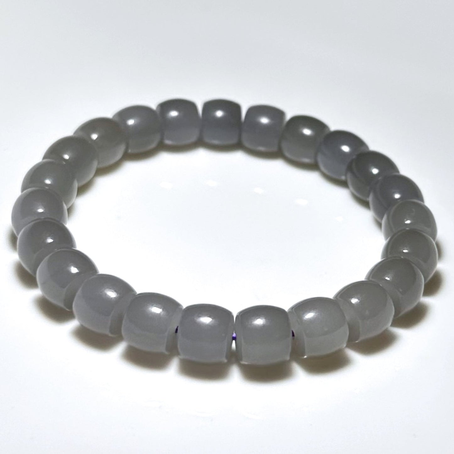 9mm, Certified Natural Smoky Purple Nephrite Jade Beads Bracelet, 天然烟紫和田玉直切手串