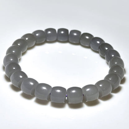 9mm, Certified Natural Smoky Purple Nephrite Jade Beads Bracelet, 天然烟紫和田玉直切手串