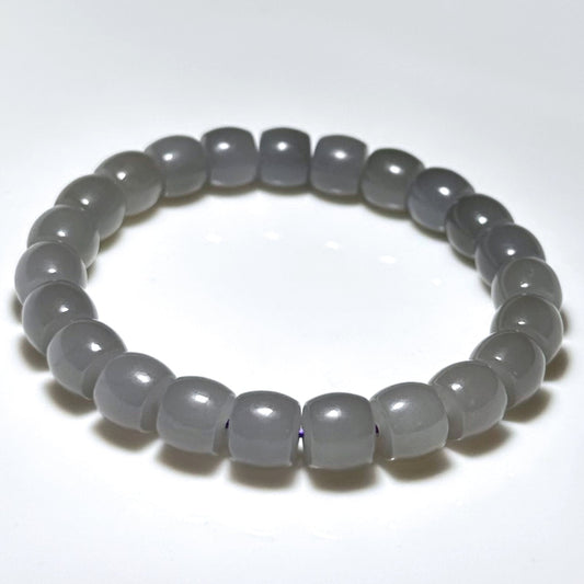 9mm, Certified Natural Smoky Purple Nephrite Jade Beads Bracelet, 天然烟紫和田玉直切手串