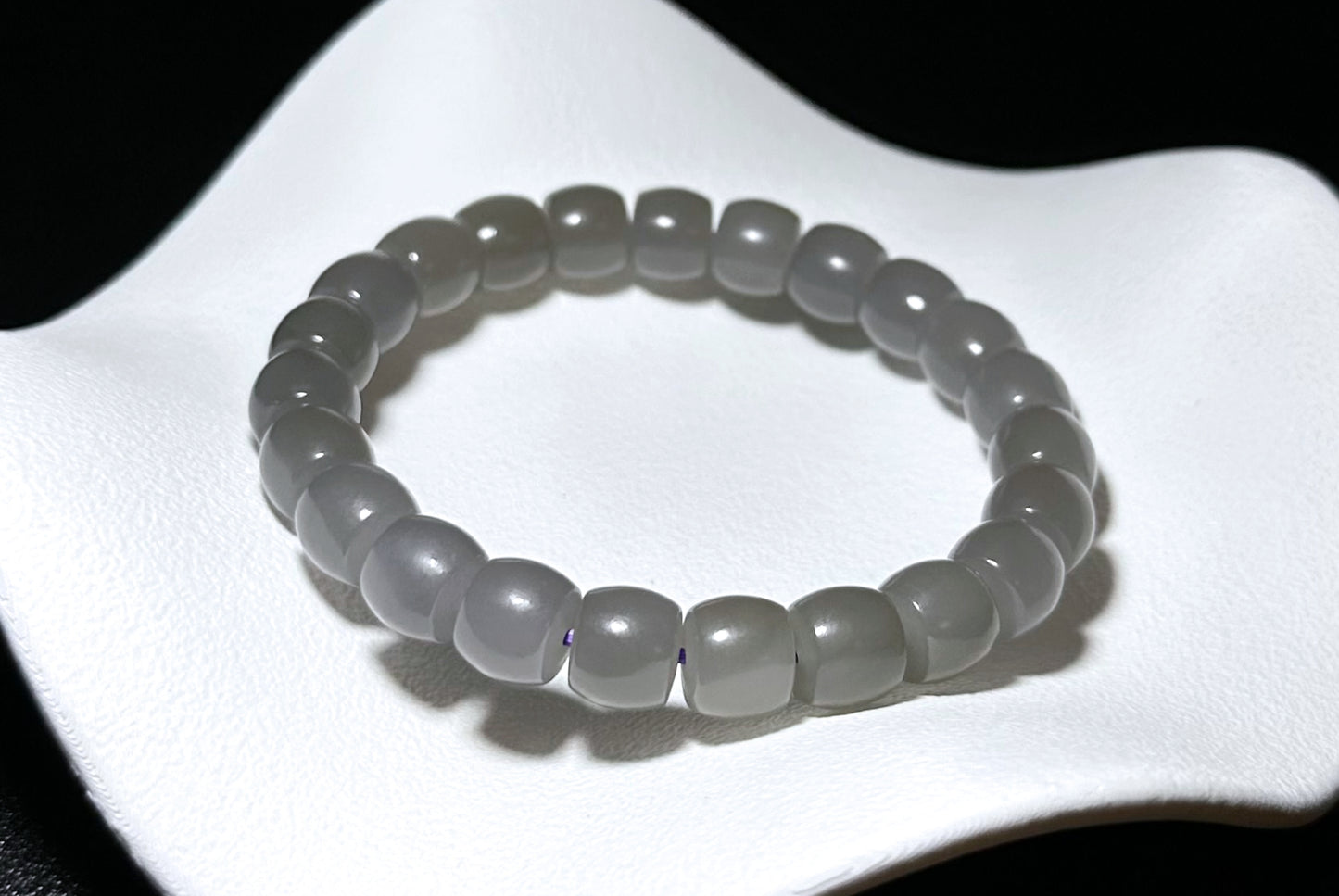 9mm, Certified Natural Smoky Purple Nephrite Jade Beads Bracelet, 天然烟紫和田玉直切手串
