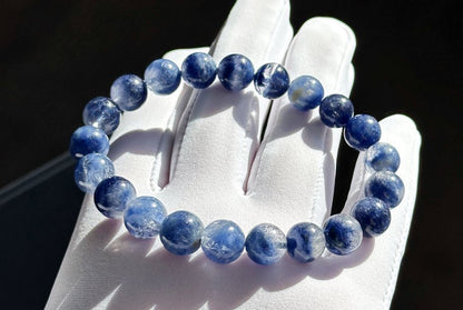 9mm, Certified Rare Find Natural Genuine Blue Dumortierite Beads Bracelet, Dumortierite Crystal Beads Bracelet, 天然收藏级浓郁蓝线石蓝绒发晶手串