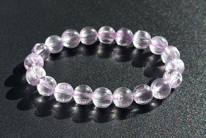 9mm+, Certified Natural High Grade Icy Transparent Cat Eye Kunzite Bracelet, Genuine Kunzite Stretch Bracelet. 天然拉丝猫眼高冰紫锂辉手串