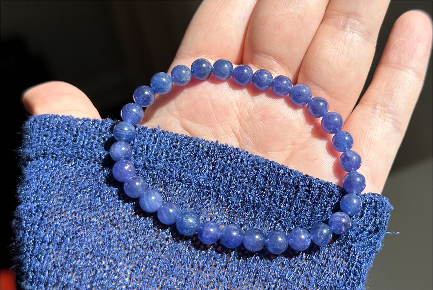6mm+, Certified Natural High Grade Vivid Violet-Blue Tanzanite bracelet, Natural Blue Tanzanite Beads bracelet, 天然收藏级浓艳蓝紫色坦桑石手串