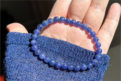 6mm+, Certified Natural High Grade Vivid Violet-Blue Tanzanite bracelet, Natural Blue Tanzanite Beads bracelet, 天然收藏级浓艳蓝紫色坦桑石手串