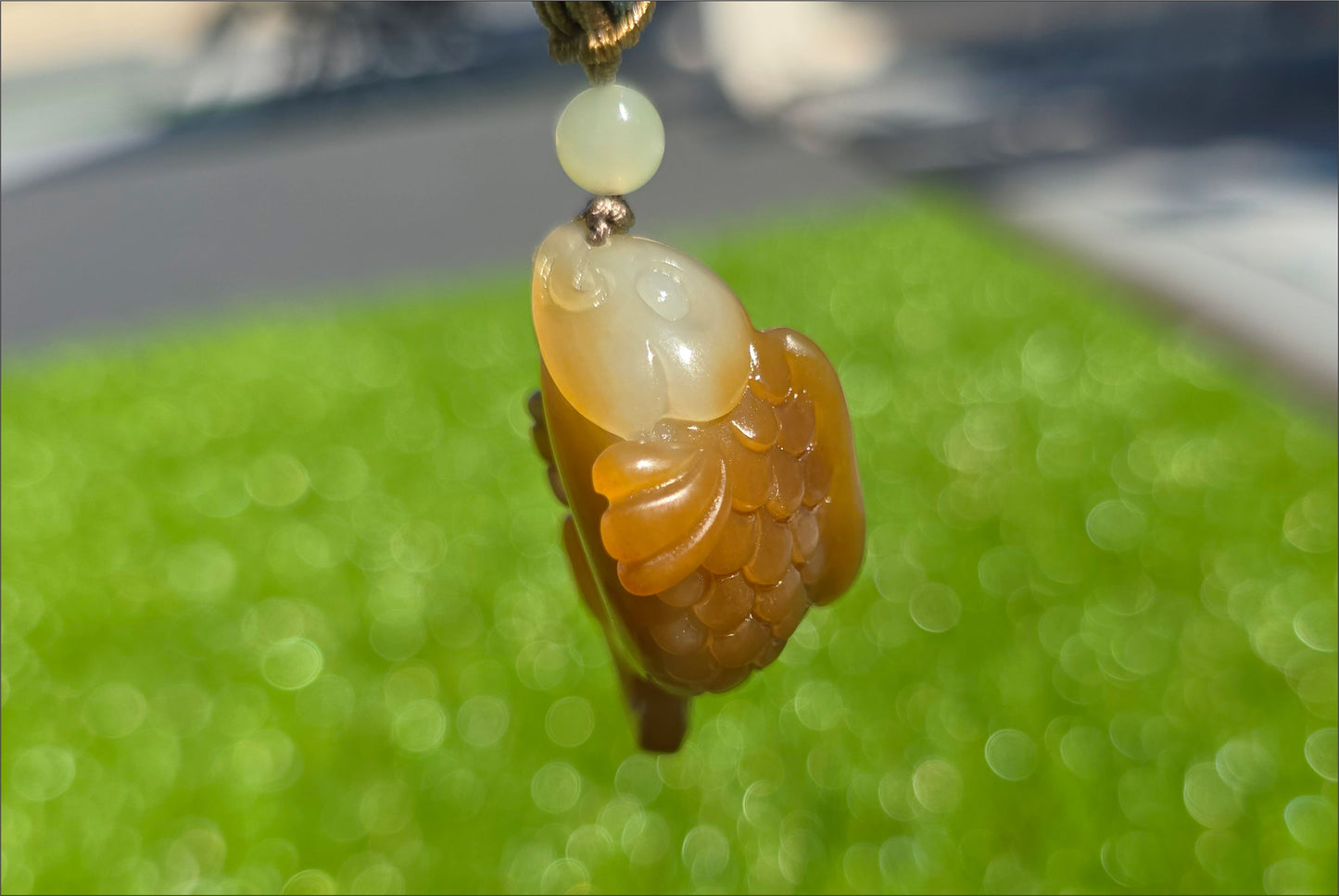 Certified Natural High Quality Sugar Brown and White Nephrite Jade Hand-Carved Koi Fish Pendant, 天然且末糖白和田玉苏工手工雕刻锦鲤吊坠