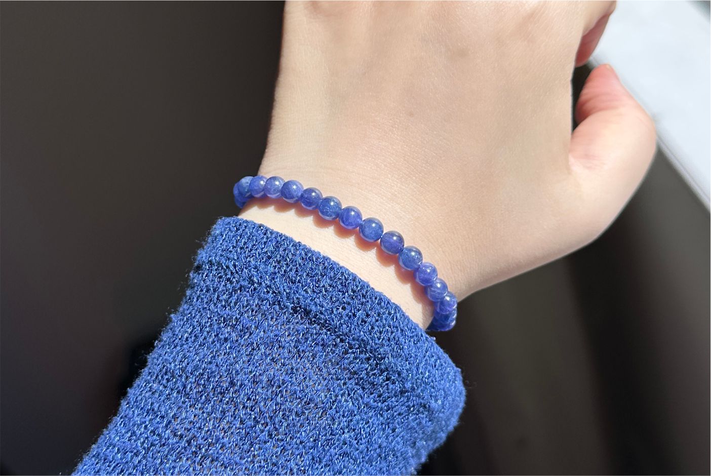 6mm+, Certified Natural High Grade Vivid Violet-Blue Tanzanite bracelet, Natural Blue Tanzanite Beads bracelet, 天然收藏级浓艳蓝紫色坦桑石手串