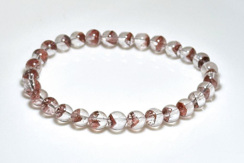 6mm,+ Certified High Grade Pyramid Red Phantom Quartz Bracelet, Red Phantom Quartz Bracelet, 天然毕业级红塔山幽灵手串