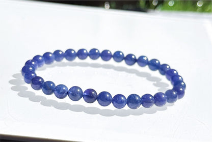 6mm+, Certified Natural High Grade Vivid Violet-Blue Tanzanite bracelet, Natural Blue Tanzanite Beads bracelet, 天然收藏级浓艳蓝紫色坦桑石手串