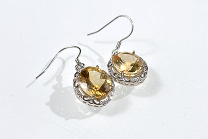 10x12mm, Natural Gem Grade Citrine Earrings, Natural citrine French Hook Earrings, Oval cut Natural Citrine, citrine jewelry, 天然宝石级暴力黄水晶耳坠