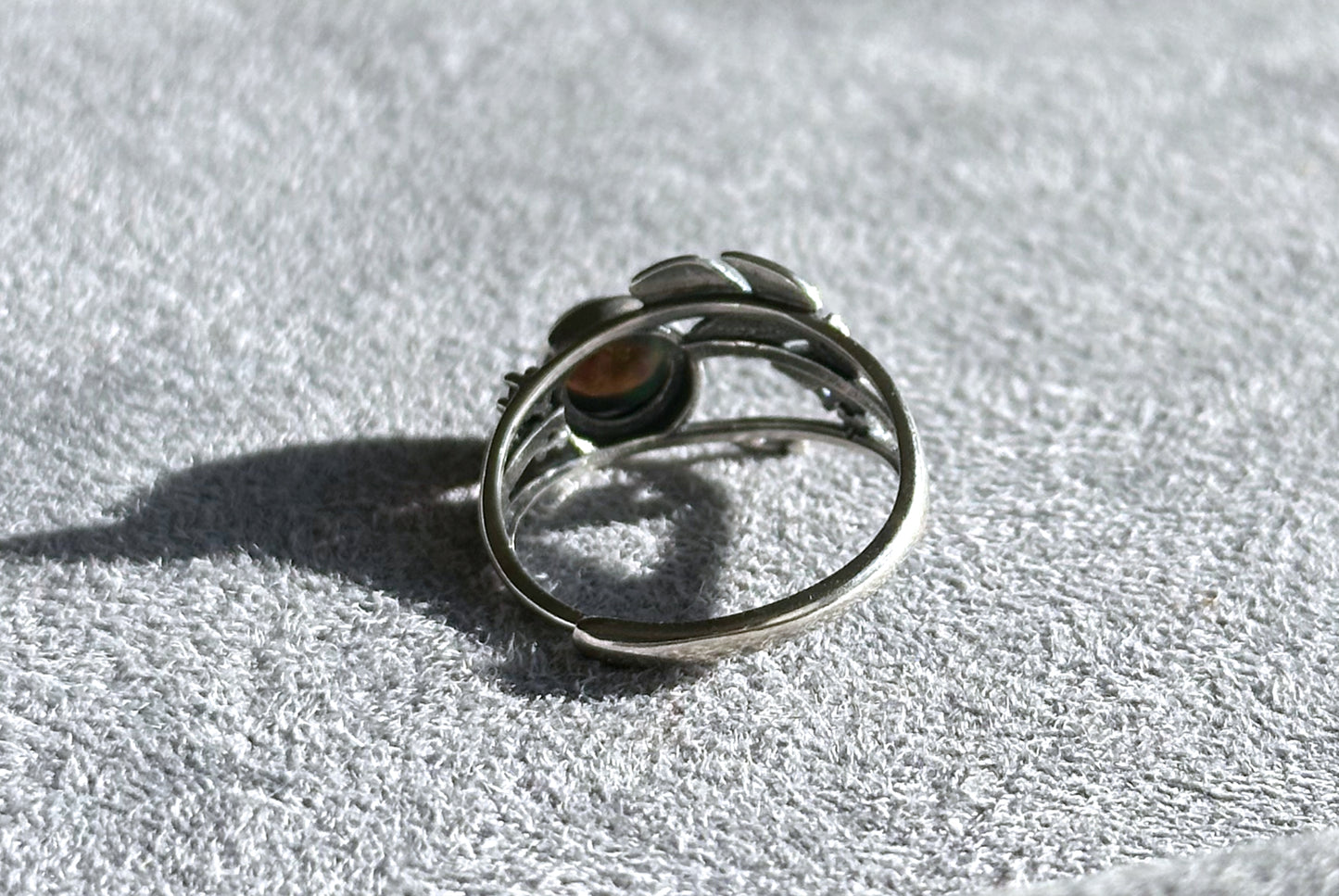 Certified Natural Black Opal Sterling Silver Ring, Genuine natural Black Opal Silver Ring, Black Opal Ring, 天然黑欧珀戒指