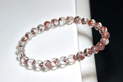 6mm,+ Certified High Grade Pyramid Red Phantom Quartz Bracelet, Red Phantom Quartz Bracelet, 天然毕业级红塔山幽灵手串