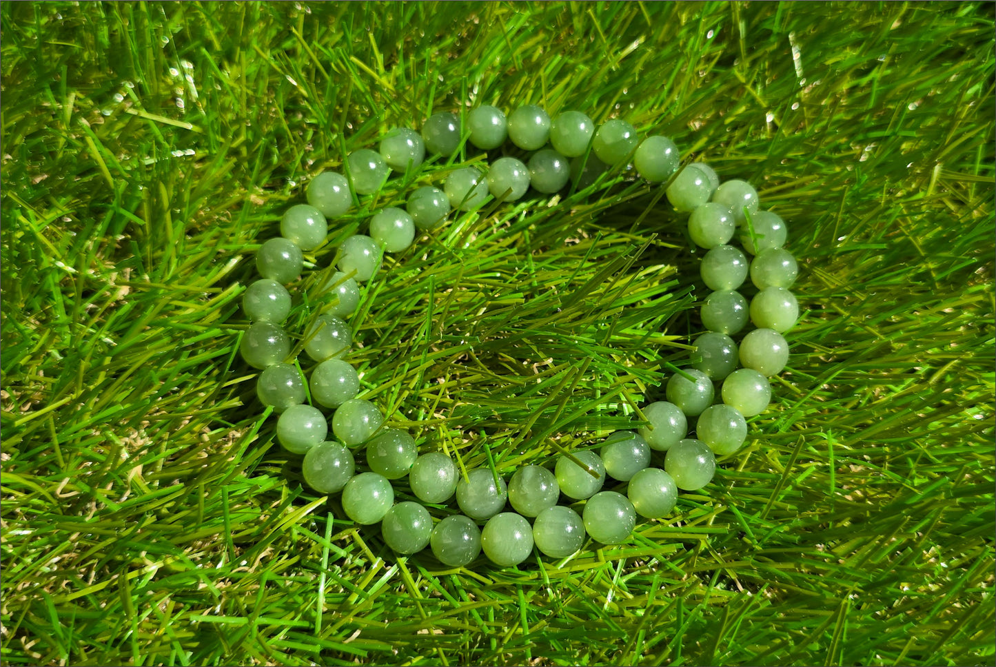 8mm, Certified Natural Siberian Green Nephrite Jade Beads Bracelet, 天然阳绿碧玉项链