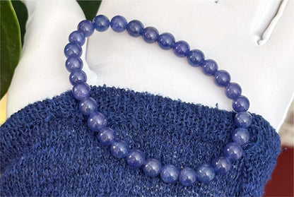 6mm+, Certified Natural High Grade Vivid Violet-Blue Tanzanite bracelet, Natural Blue Tanzanite Beads bracelet, 天然收藏级浓艳蓝紫色坦桑石手串