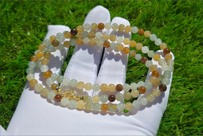 5mm, Certified Top Quality Natural Icy Multi Color Nephrite Jade Beads Necklace, 天然多宝且末和田玉项链