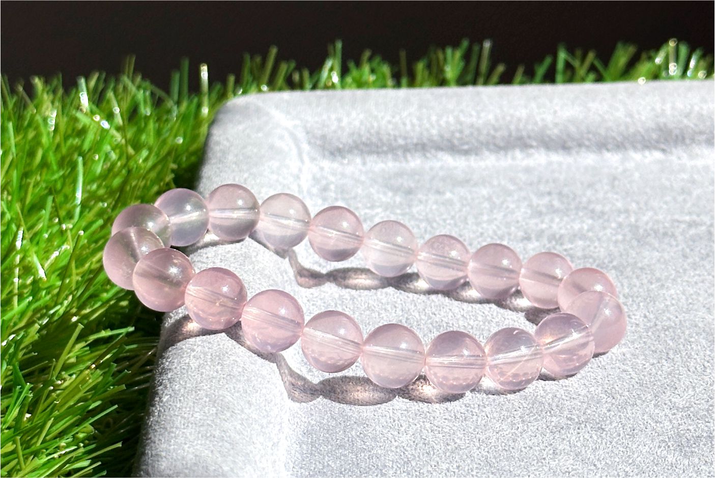9.5mm+, Certified Natural High Quality Madagascar Jelly Rose Quartz Beads Bracelet, High Clarity Soft Pink Rose Quartz Bracelet, 天然果冻马粉水晶手串