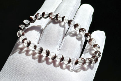 6.5mm,+ Certified High Grade Natural Red Phantom Quartz Bracelet, Treasure Bowl Red Phantom Quartz Bracelet, 天然聚宝盆红幽灵水晶手串