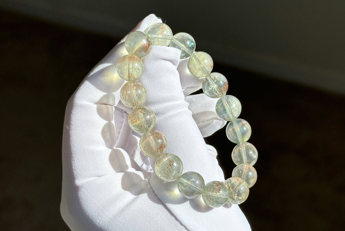 11mm+, Certified Rare Find, Collector's Grade Natural High Clarity Arusha Green Beryl Bracelet, 天然坦桑尼亚收藏级阿鲁沙金太阳绿柱石手串