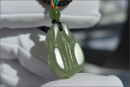 Certified Natural Lake-Green Nephrite Jade Carved Little Rabbit Pendant | Handcrafted Jade | High-Quality Icy Jade Charm,天然冰湖水绿软玉小兔子吊坠