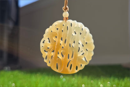 Certified Natural Qiemo Sugar-White Nephrite Jade Carved Bamboo Pendant, 天然且末糖白雕刻竹节圆牌吊坠