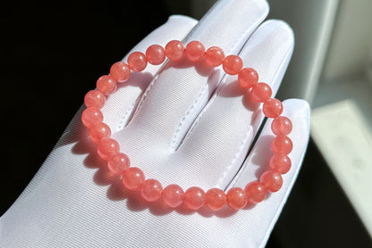 7mm, Certified High Grade Untreated Icy Natural Argentina Rhodochrosite Bracelet, Rhodochrosite bracelet, 天然阿根廷红纹石手串
