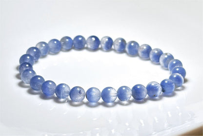 6.5mm+, Certified Rare Find Natural Treasure Bowl inclusion Blue Dumortierite Beads Bracelet, 天然收藏级聚宝盆蓝线石蓝绒晶手串