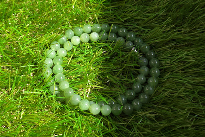 8mm, Certified Natural Siberian Green Nephrite Jade Beads Bracelet, 天然阳绿碧玉项链