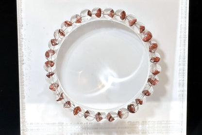 6mm,+ Certified High Grade Pyramid Red Phantom Quartz Bracelet, Red Phantom Quartz Bracelet, 天然毕业级红塔山幽灵手串