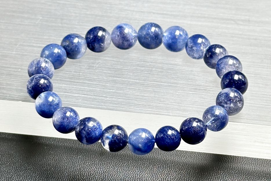 9mm, Certified Rare Find Natural Genuine Blue Dumortierite Beads Bracelet, Dumortierite Crystal Beads Bracelet, 天然收藏级浓郁蓝线石蓝绒发晶手串