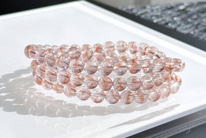 Natural Translucent Auralite 23 Bracelet Three Wraps Bracelet, High Clarity Auralite 23, 天然透体极光23多圈手串