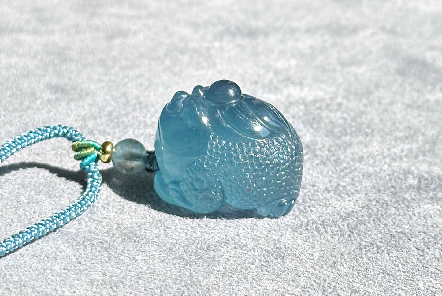 Certified Natural Devil Blue Aquamarine Hand Carved Money Toad Pendant, Aquamarine Pendant, 天然魔鬼蓝海蓝宝手工雕刻金蟾吊坠