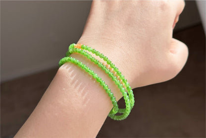 4mm, Certified Natural Apple Green Nephrite Jade Bead Necklace, 正矿苹果绿碧玉项链