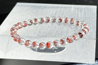 6mm,+ Certified High Grade Pyramid Red Phantom Quartz Bracelet, Red Phantom Quartz Bracelet, 天然毕业级红塔山幽灵手串