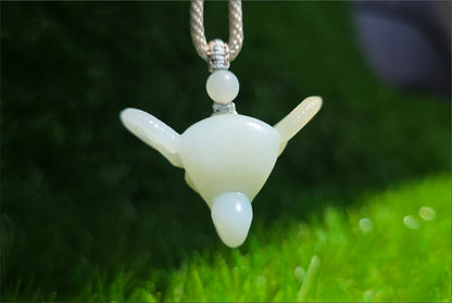 Certified Natural Russian White Nephrite Jade Hand-Carved Ram Head Pendant, 天然俄料和田白玉带一口糖手工雕刻羊头吊坠