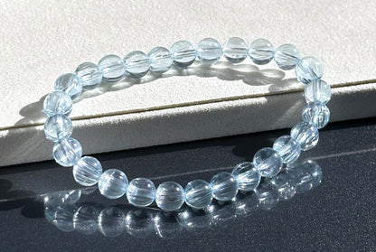 7mm, Certified Rare Find Gem Grade Natural Blue Topaz with needle inclusions Bracelet, Topaz Bracelet, Blue topaz bracelet, 透体拉丝猫眼天然蓝托帕手串