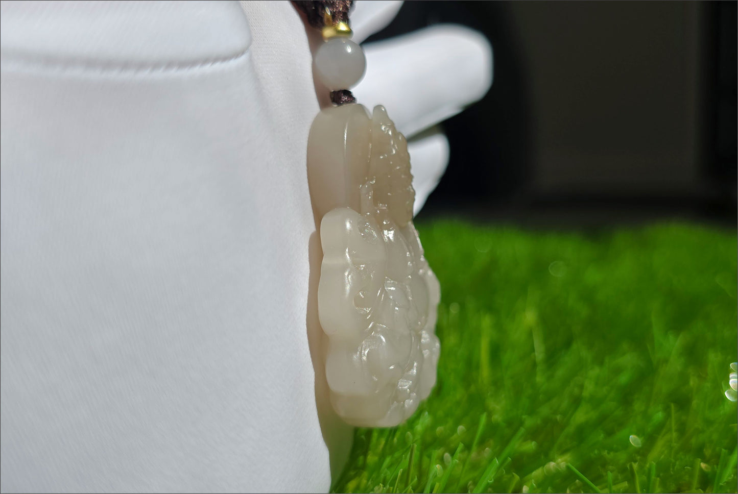 Certified Natural High Quality Lotus Pink Nephrite Jade Carved ellow Dzambhala Pendant, 天然藕粉和田玉雕刻黄财神吊坠