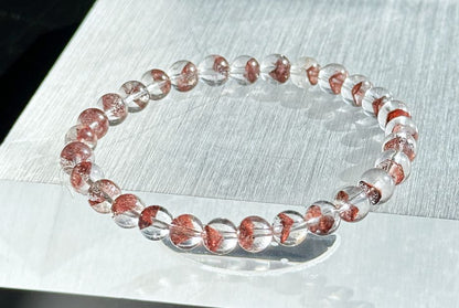 6mm,+ Certified High Grade Pyramid Red Phantom Quartz Bracelet, Red Phantom Quartz Bracelet, 天然毕业级红塔山幽灵手串